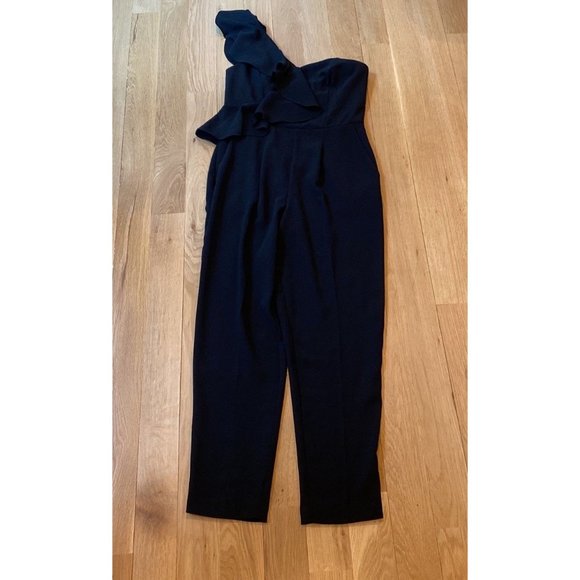 CeCe Women’s Jumpsuit One Shoulder Ruffle Black 6 - Picture 3 of 10